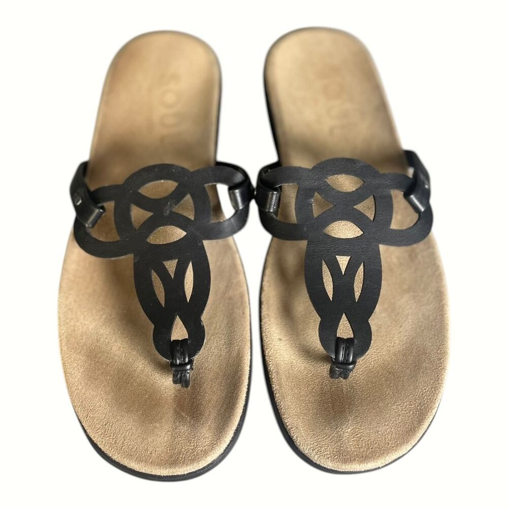 Soul Naturalizer Women’s Janice Black Faux Leather Sandals Size-9M